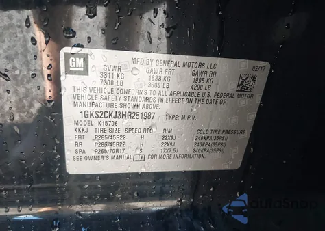 2017 GMC Yukon Denali from USA, damaged, VIN 1GKS2CKJ3HR251987
